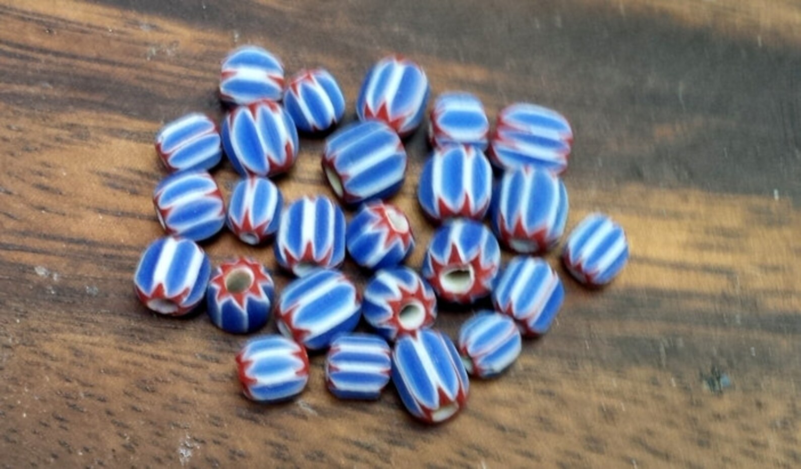 Red/white/blue Glass Chevron Beads Small Etsy