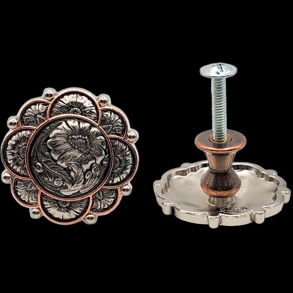 Ransom Rose cabinet knobs (pair) nickel and copper