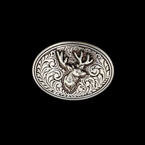 Oval Floral Elk Screwback Concho
