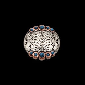 1" Stock Show Screw Back Concho vernikkeld met zwart email & turquoise cabochons