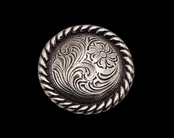 1-1/4" Floral Rope Edge HRSP Screw-back Concho