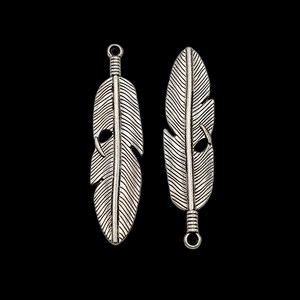 2-3/8&quot; Jumbo Feather Charms (2 pkg) Antique Nickel