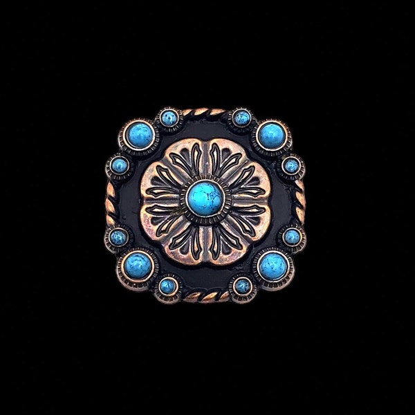 1-1/4" Las Cruces ACP Screwback Concho | Turquoise Southwestern Leathercraft Hardware