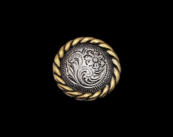 3/4" Floral Rope Edge HRSPGP Screw-back Concho