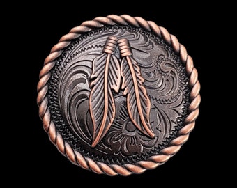 1-1/2&quot; Feathers Concho Antique Copper Screw-back