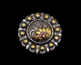 1-1/2&quot; Tri-color Sunflower Berry Screw-back Concho