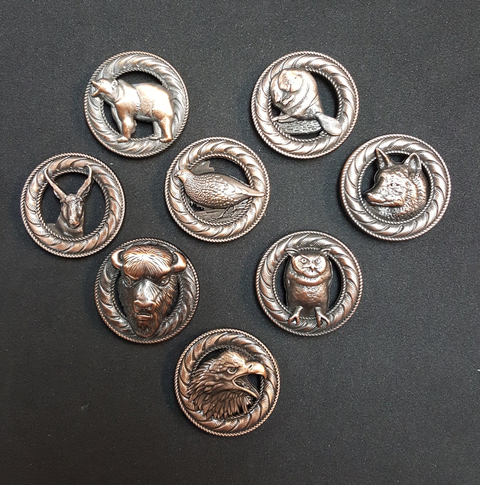 Wood Badge Critters Conchos antique copper Etsy