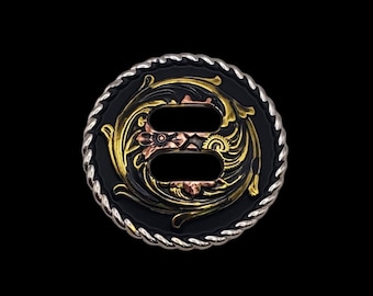 1-1/2" Slotted Austin Floral Nickel, Brass & Copper Concho | Black Enamel Western Hardware