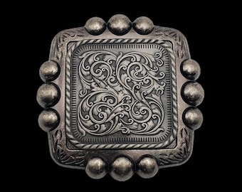 Concho florido de 2-1/4" niquelado antiguo