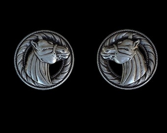 1" Horse Head Screw-back Conchos Antique Nickel