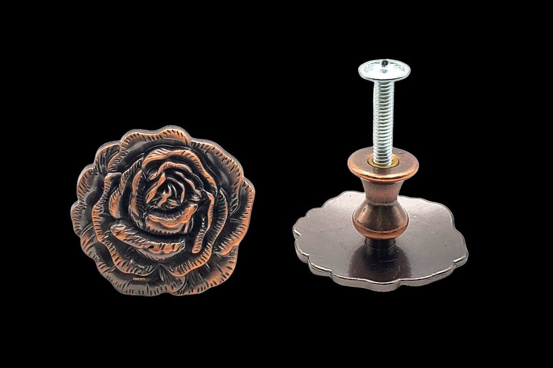 ACP Rose Knobs pair Antique Copper Etsy