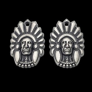 1&quot; x 3/4&quot; Indian Head Charms - Antique Nickel