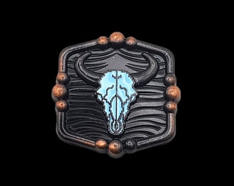 1-1/4" Turquoise enameled buffalo skull on an ANP/ACP plated screwback concho