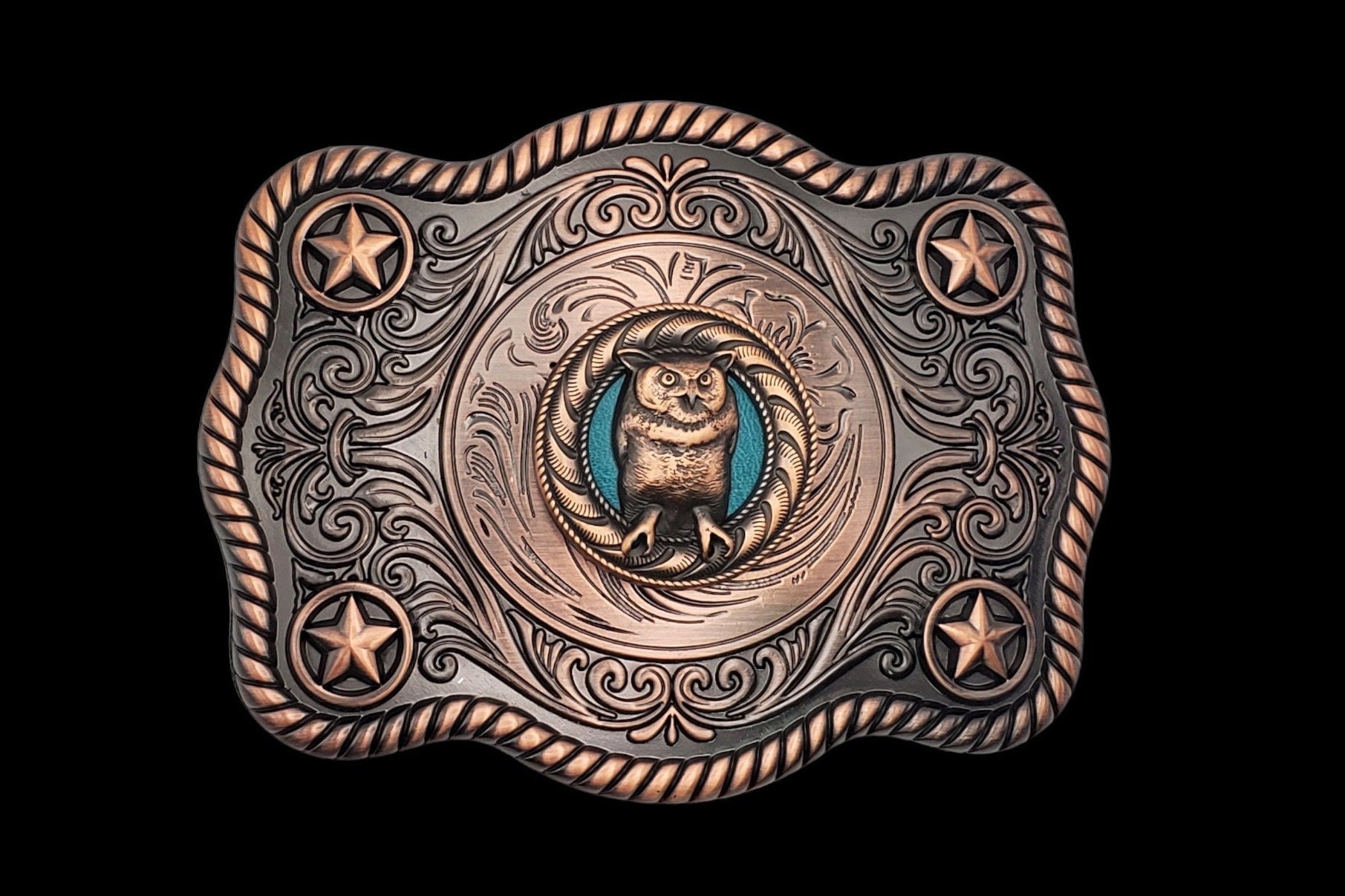 Brass Owl buckle faux leather belt size LARGE - Owls are known for Good Luck !!! Owl Bird Belt Buckle - Etsy main image 4