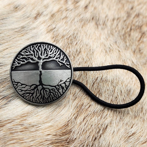 Tree of Life Concho antique silver Ponytail Holder