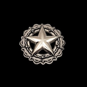 1-1/4&quot; TexHAs Star w/Barbwire  NP Screw-back Concho