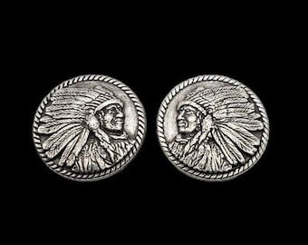 1-1/4" Indian Chief Profiles HRSP Screwback Conchos - Pair | Western Leathercraft Hardware