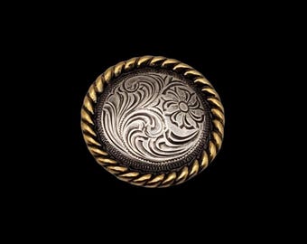 1-1/4" Floral Rope Edge HRSPGP Screw-back Concho