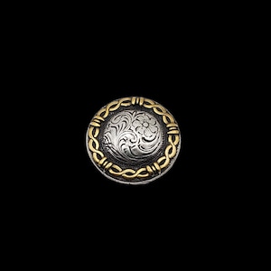 3/4" Floral barbwire edge screw back concho, sterling and gold plated