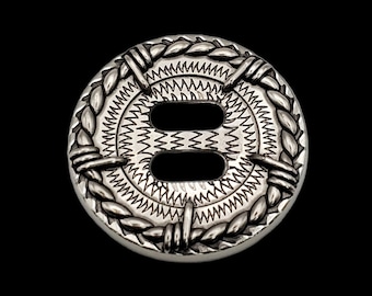 1-1/2" Slotted Barbwire Concho nickel plated with black enamel