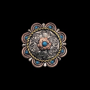1-1/4" City Slicker Mixed Metal Screwback Concho | Turquoise Western Leathercraft Hardware
