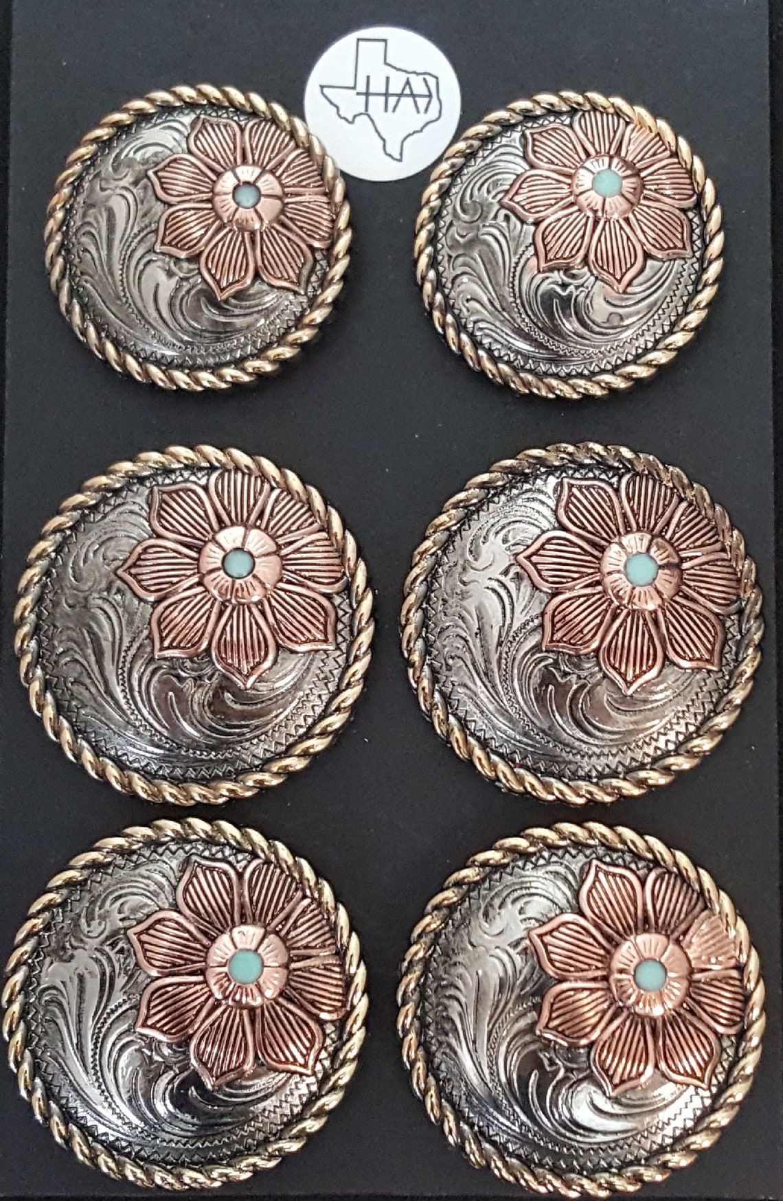 Saddle Concho set Antique nickel copper brass and a spot of Etsy