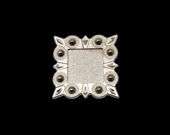 1" Square Berry Blank Screwback Concho - Nickel Plated