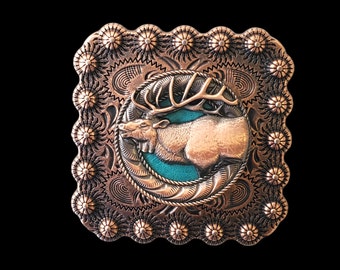 2-1/4インチ エルク スクエア コンチョ アンティーク 銅メッキ - Etsy 日本