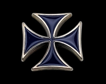 1" Maltese Cross Concho - Blue Screwback Concho