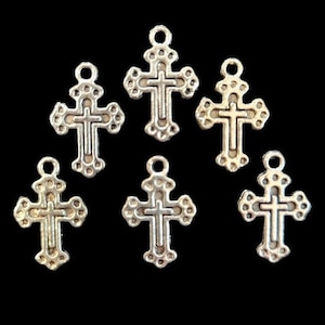 1/2&quot; x 3/4&quot; Mini Cross Charms Antique Nickel (6 pkg)