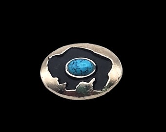 5/8" x 3/4" Mini Buffalo Silhouette NP met concho met turquoise schroefdeksel