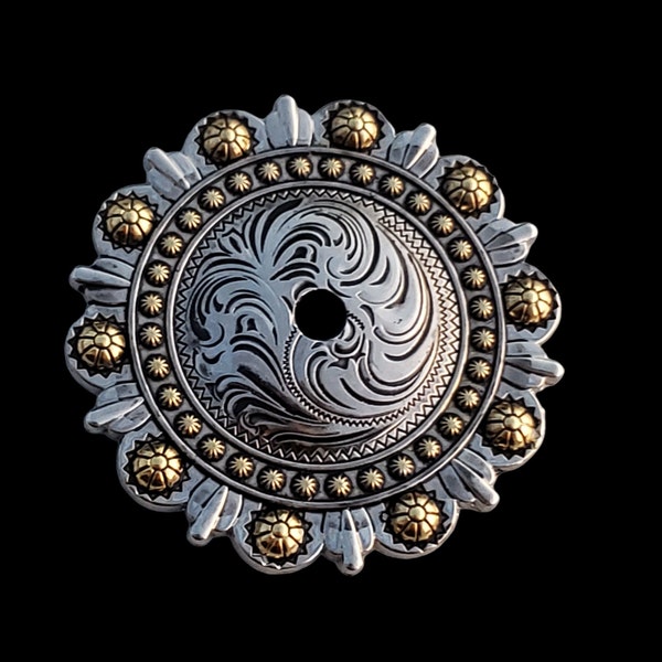 3" TexHAs Berry Rosette Nickel and Brass Plated
