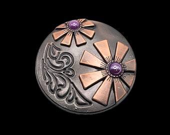 1-1/2" New West Screw-back Concho Antyczne kaboszony z niklu, miedzi i fioletu