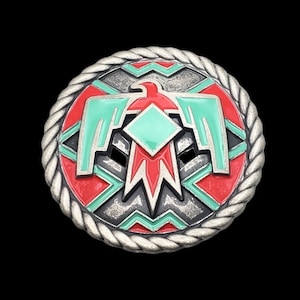3&quot; TexHAs T-Bird (Aqua/Red) screw back concho