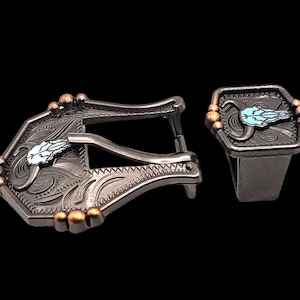 3/4&quot; Turquoise Buffalo Skull ANP/ACP Buckle and Keeper