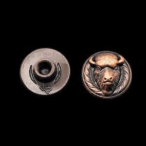 1/2" Mini Buffalo Head ACP Screwback Concho | Western Wildlife Leathercraft Hardware