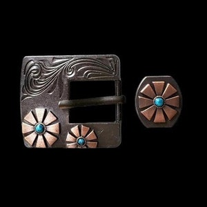 3/4" New West Buckle & Keeper with turquoise