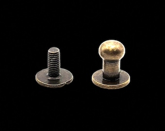 10 Button Studs Medium Ant Brass