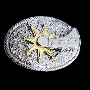 4 "x 2-3 / 10" Nickel & Messing vergoldet gal Beinspornschnalle