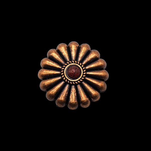 1-3/16" Parachute Flower Copper w/ Red Screw-back Concho