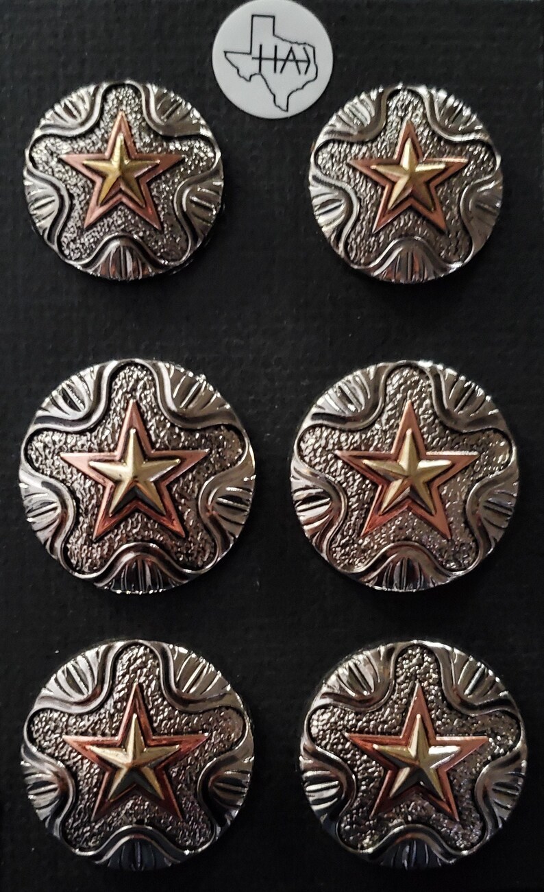 Saddle Concho Set Antique Nickel Copper and Brass Canyon Star Etsy