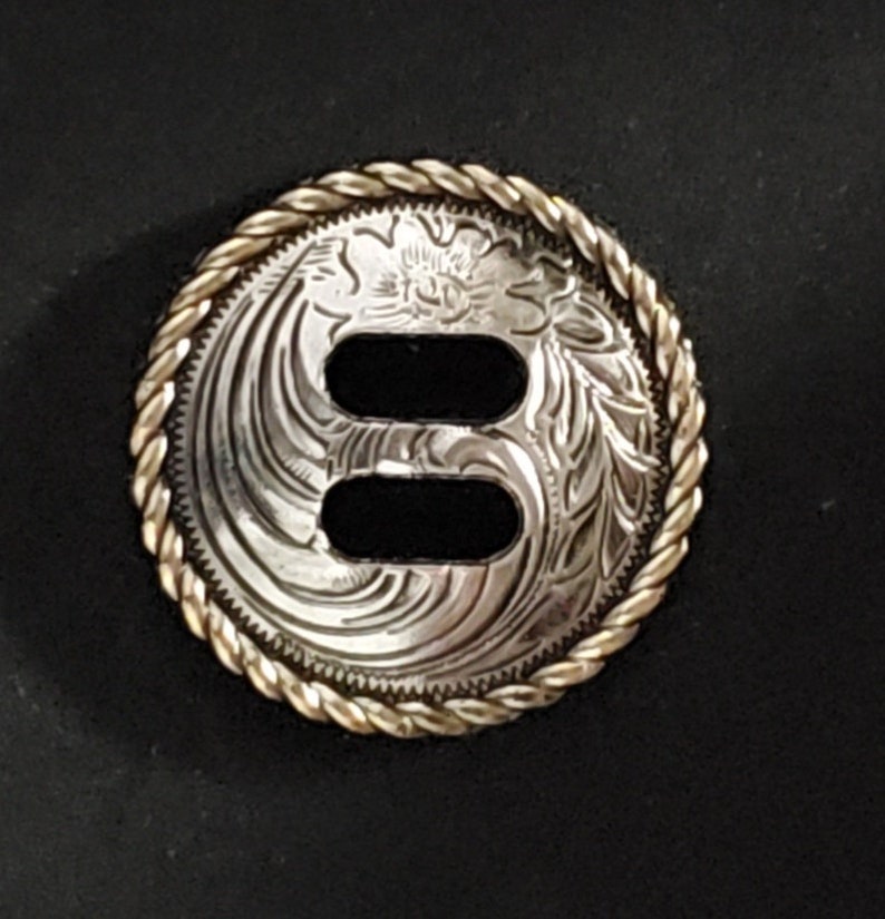 Rope Edge Floral Slotted Concho 1 1/2 Nickle and Brass Etsy