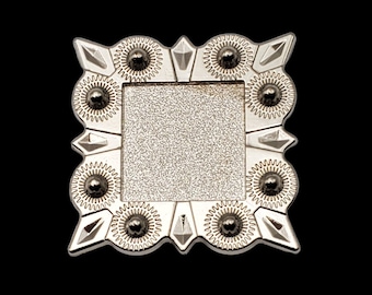 1-1/2" Square Berry Blank Screwback Concho - Nickel Plated