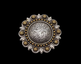 Concho Vintage Argent Sterling - 1,75 Pouces - Vissé - Ornement Western Mexique