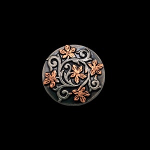 1&quot; screw back Wildflower Screwback concho Antique nickel and copper plated