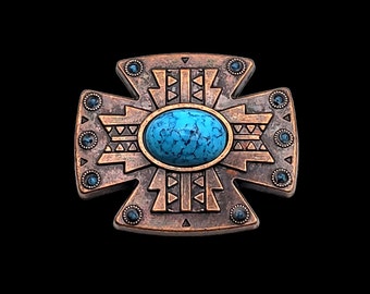 1-1/2" Santa Cruz antiek koperen concho met schroefsluiting