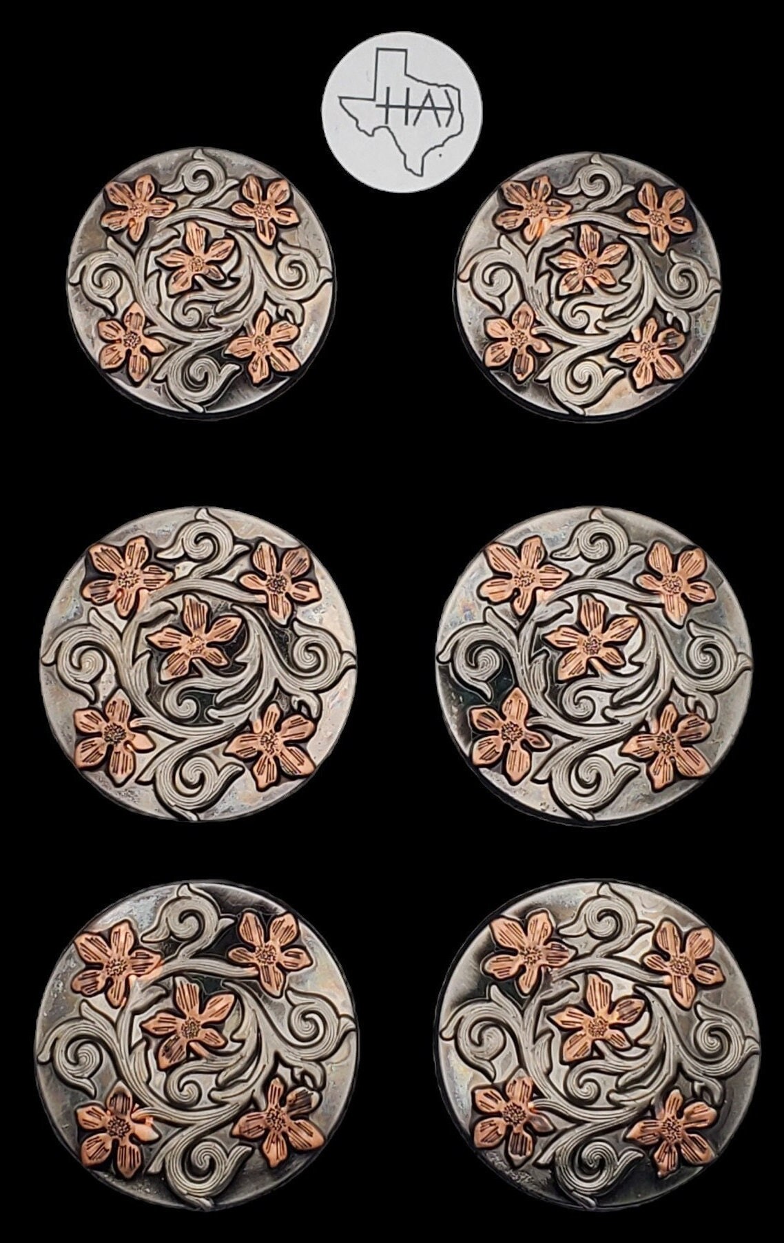 10 Conchos Floraux En Argent Western Pour Selle, Bride