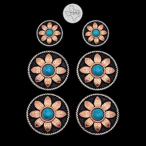 Set of 6 - Desert Daisy concho Saddle Set