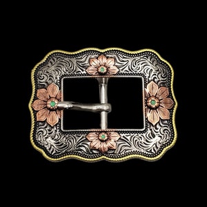 3/4" Floral Rope Edge Tri-Color Cart Buckle