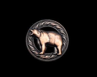 1-3/8" Bear ACP Screwback Concho | Western Wildlife Leathercraft Hardware
